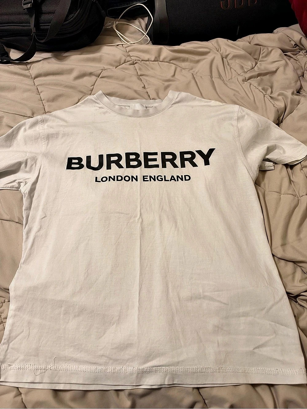 Burberry London England Logo Print T-Shirt White Medium